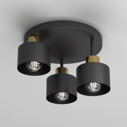 Потолочный светильник PARKLA 3xE27/15W/230V черный/золотистый