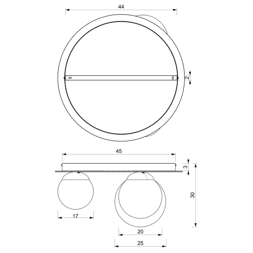 Потолочный светильник PLATO 2xE14/40W/230V + 1xE27/60W/230V