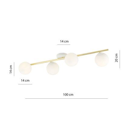 Потолочный светильник SPLENDI 4xE14/10W/230V белый/золотистый