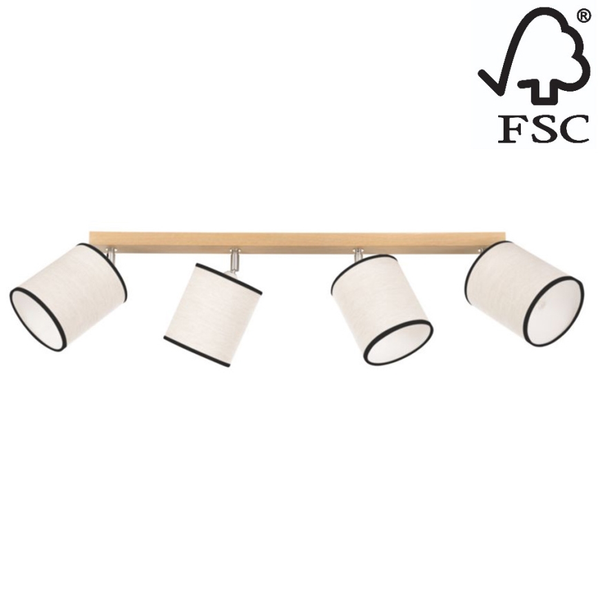 Потолочный точечный светильник BOHO 4xE27/25W/230V дуб - сертифицировано FSC