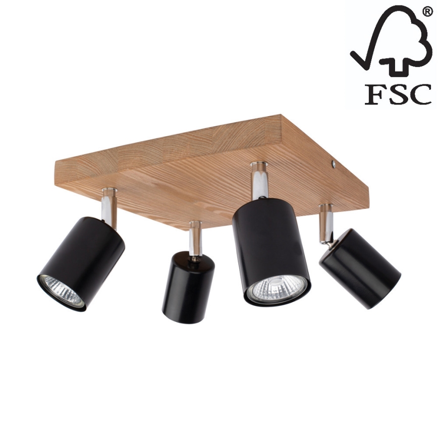 Потолочный точечный светильник MANARA 4xGU10/5W/230V сосна - сертифицировано FSC