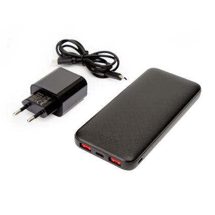 Повербанк 10000 mAh + адаптер 20W Power Delivery + USB-C/USB-C кабель 1 м черный