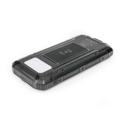 Повербанк со светильником, беспроводной зарядкой и солнечной панелью Power Delivery 15W/10000 mAh черный