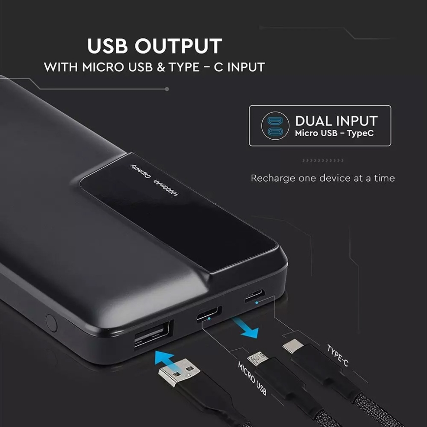 Повербанк с дисплеем 10000mAh/3,7V черный