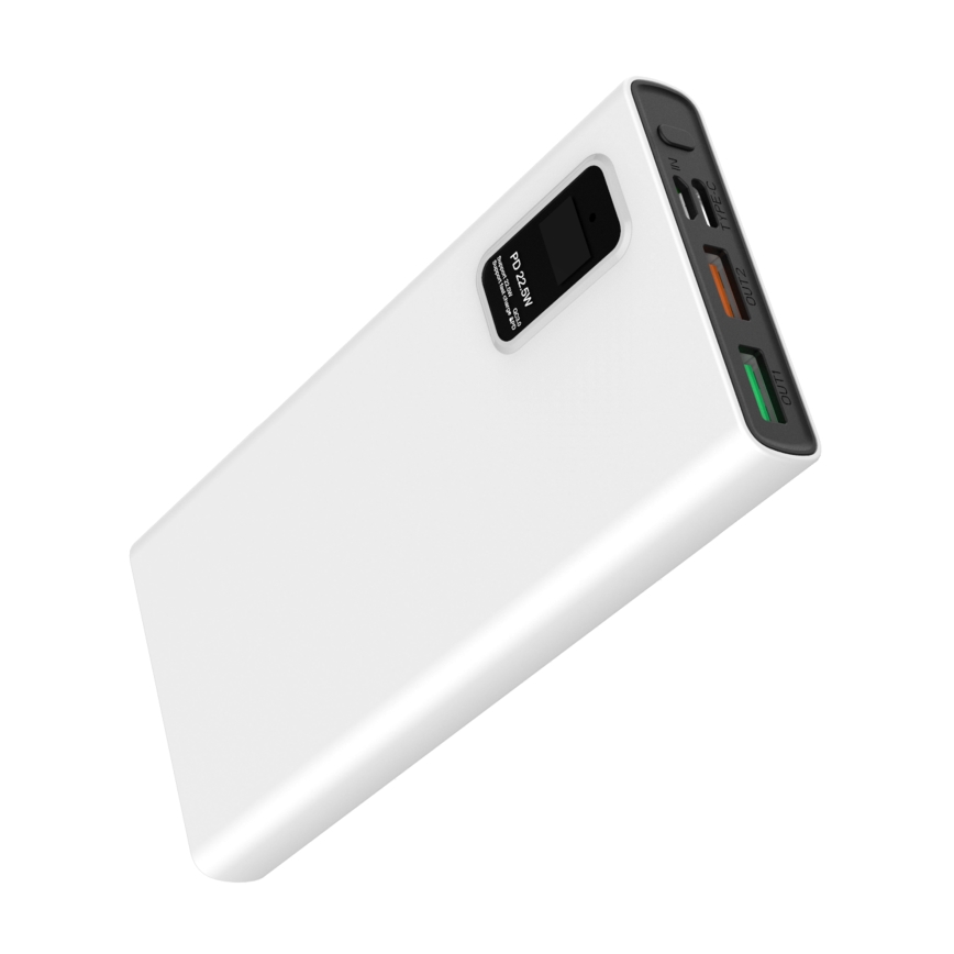 Повербанк с LED-дисплеем Power Delivery 10000 mAh 3,7V белый