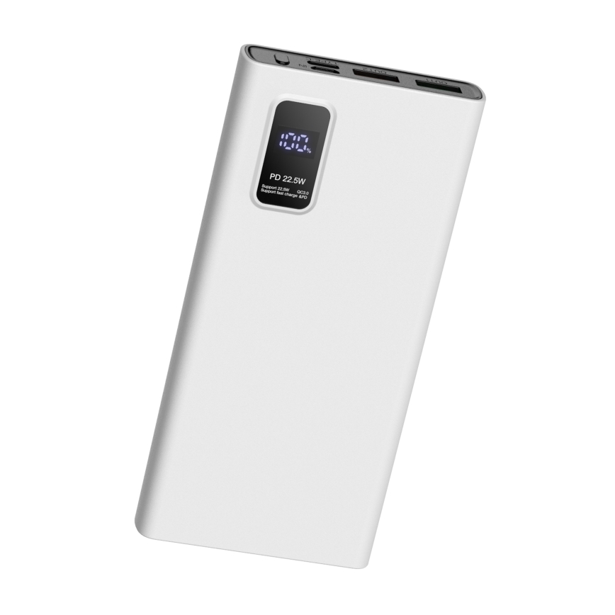 Повербанк (УМБ) з LED дісплеєм Power Delivery 10000 mAh 3,7V білий
