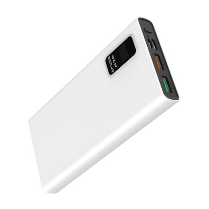 Повербанк (УМБ) з LED дісплеєм Power Delivery 10000 mAh 3,7V білий