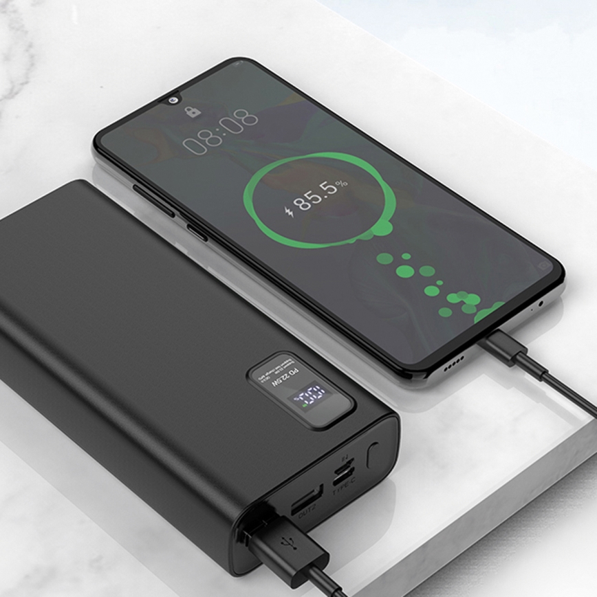Повербанк (УМБ) з LED дісплеєм Power Delivery 20000 mAh 3,7V чорний