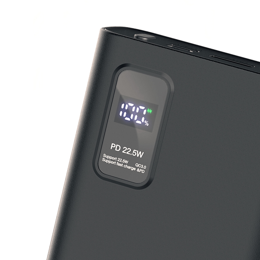 Повербанк (УМБ) з LED дісплеєм Power Delivery 20000 mAh 3,7V чорний