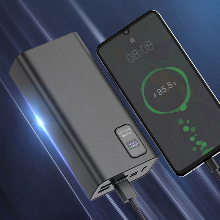 Повербанк (УМБ) з LED дісплеєм Power Delivery 30000 mAh 3,7V чорний