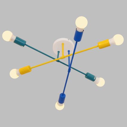 Поверхностно-монтируемая люстра CAMBRIDGE 6xE27/20W/230V синяя/желтая