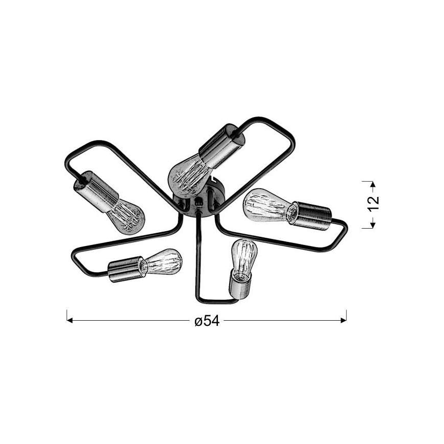 Поверхностно-монтируемая люстра HERPE 5xE27/60W/230V