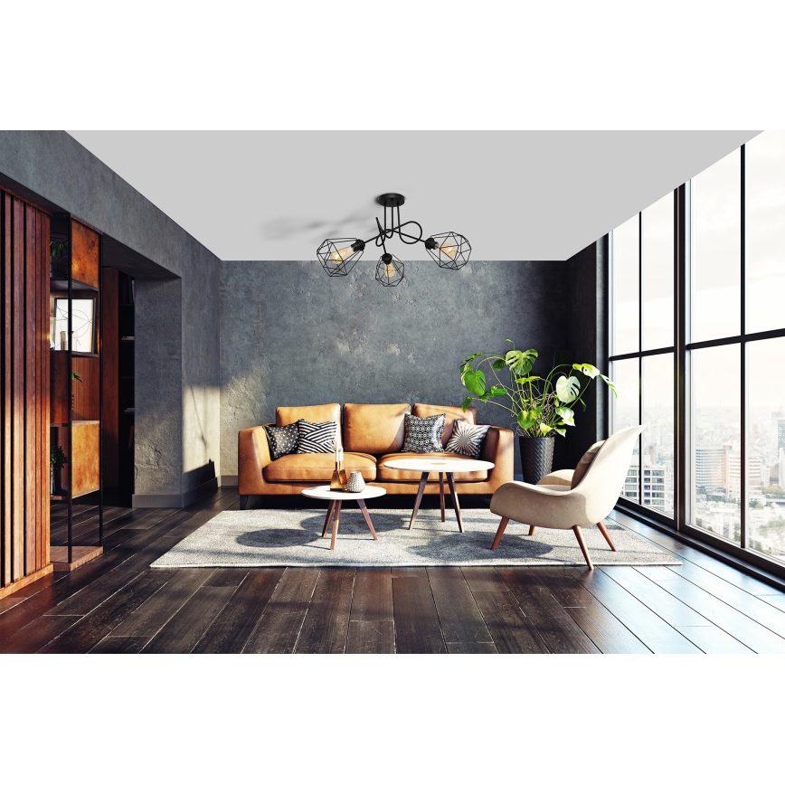 Поверхностно-монтируемая люстра KARO 3xE27/15W/230V черная