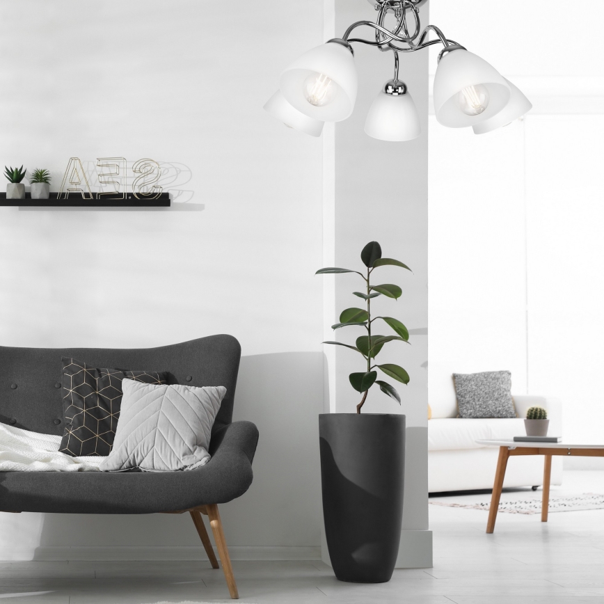 Поверхностно-монтируемая люстра MIRANDA 5xE27/60W/230V блестящий хром