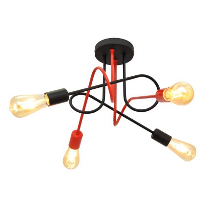 Поверхностно-монтируемая люстра OXFORD 4xE27/15W/230V черная/красная