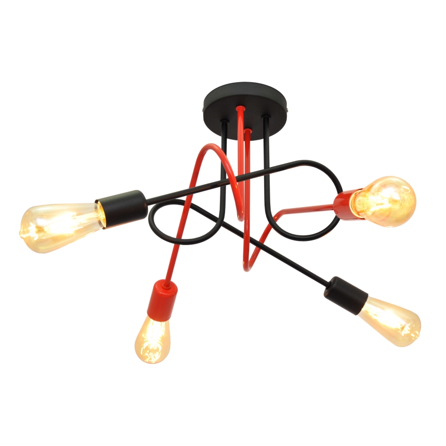 Поверхностно-монтируемая люстра OXFORD 4xE27/15W/230V черная/красная