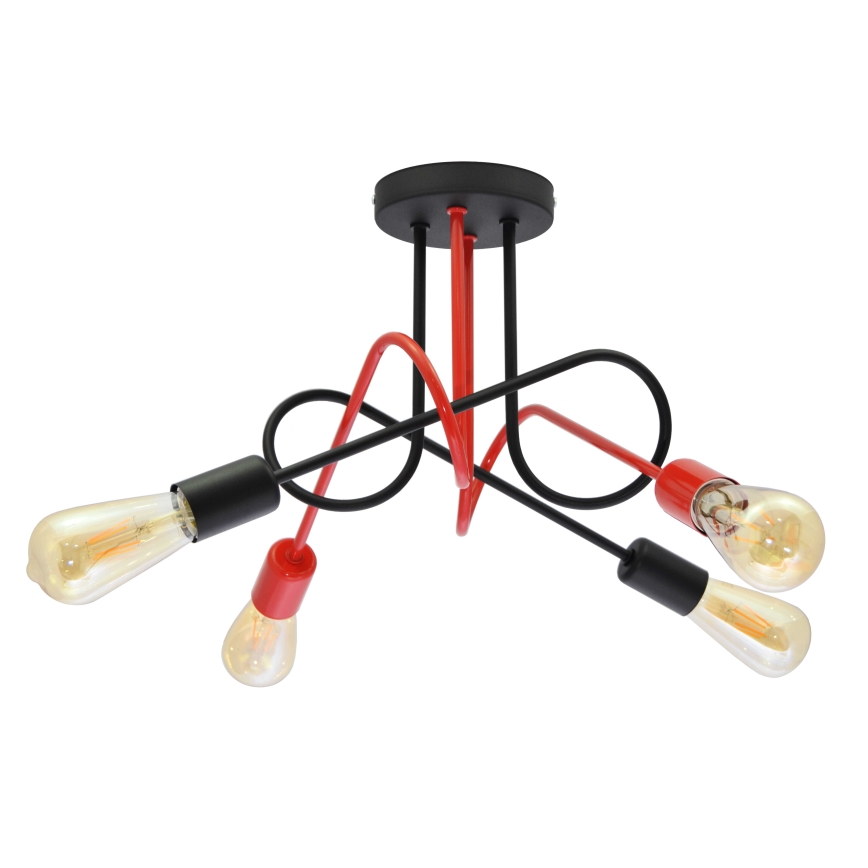 Поверхностно-монтируемая люстра OXFORD 4xE27/15W/230V черная/красная