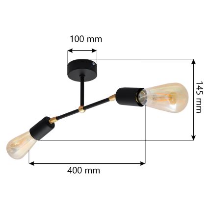 Поверхностно-монтируемая люстра ROSETTE 2xE27/15W/230V черная/золотая