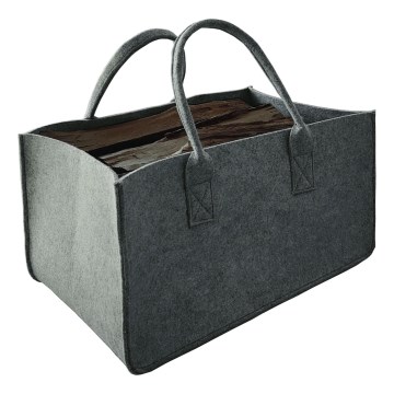 Повстяний кошик для дров з ручками 27x50 см сірий