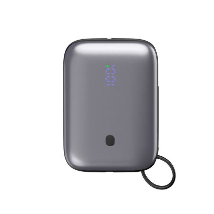 Портативний зарядний пристрій 10000 мАг 20 Вт Power Delivery компактний з вбудованим USB-C кабелем для намотування 1 м чорний