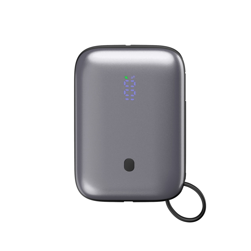 Портативний зарядний пристрій 10000 мАг 20 Вт Power Delivery компактний з вбудованим USB-C кабелем для намотування 1 м чорний