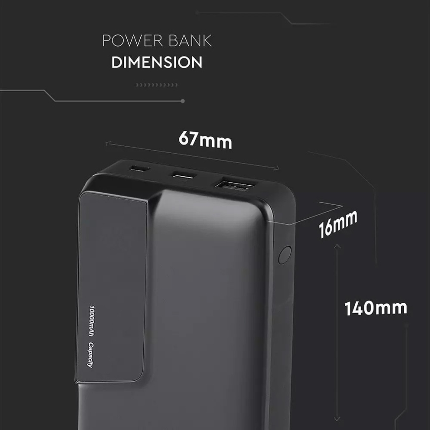 Power Bank з дисплеєм 10000mAh/3,7V чорна