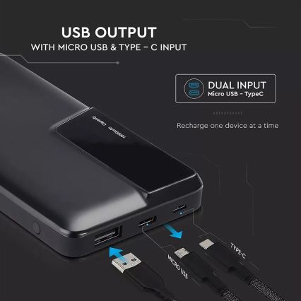 Power Bank з дисплеєм 10000mAh/3,7V чорна