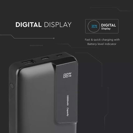 Power Bank з дисплеєм 10000mAh/3,7V чорна