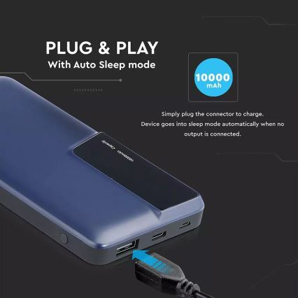 Power Bank з дисплеєм 10000mAh/3,7V синя