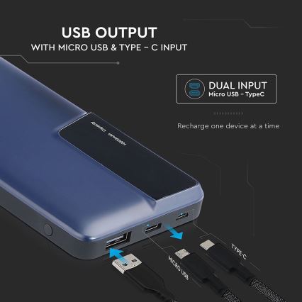 Power Bank з дисплеєм 10000mAh/3,7V синя