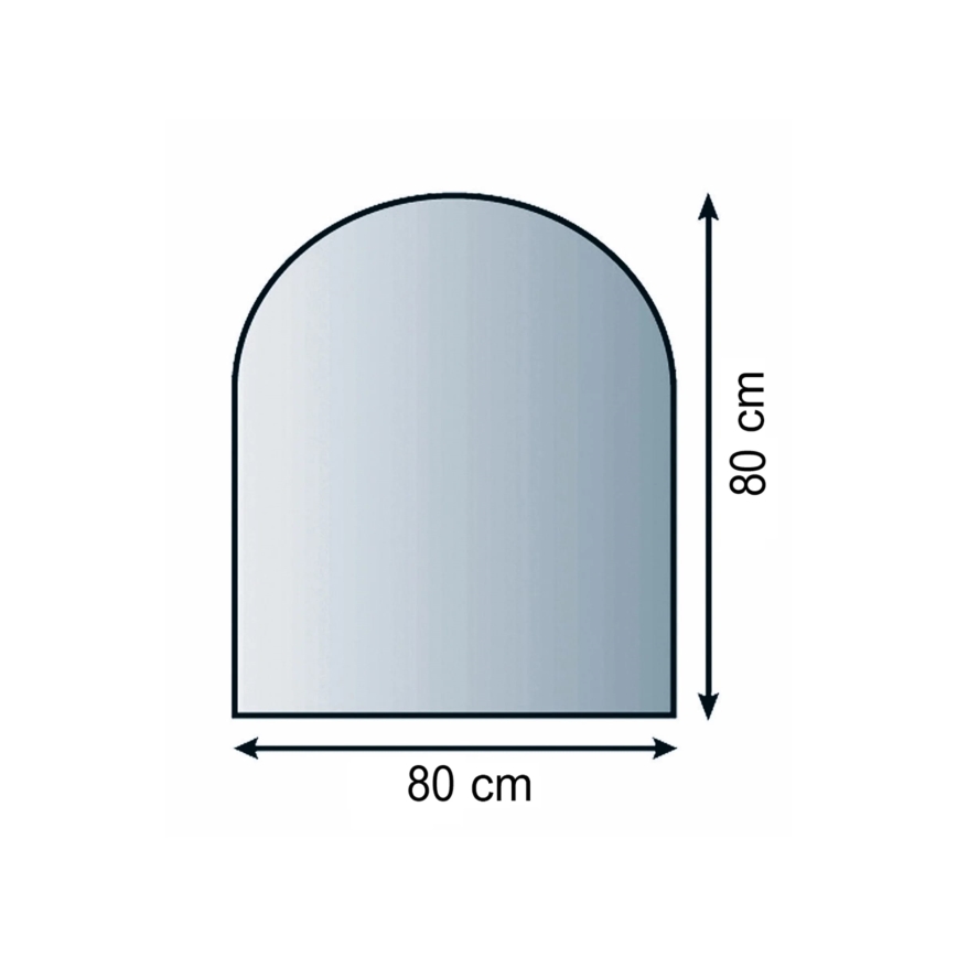 Предтопочный лист из стекла 800x800x8 мм полуарка