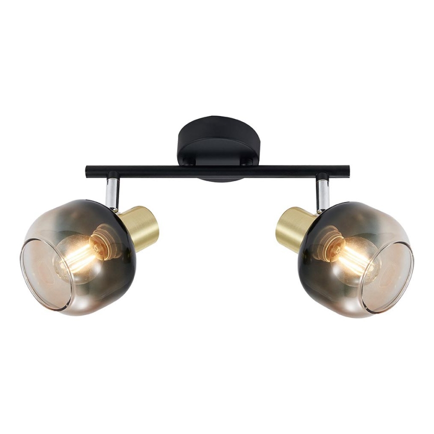 Prezent 27514 - Точковий світильник PEGAS 2xE14/40W/230V чорний/димчастий