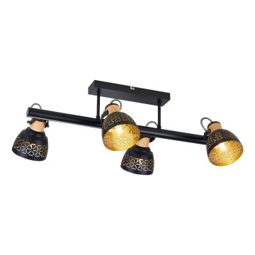 Prezent 27524 - Припотолочная люстра MESCALA 4xE14/40W/230V черный/каучуковое дерево