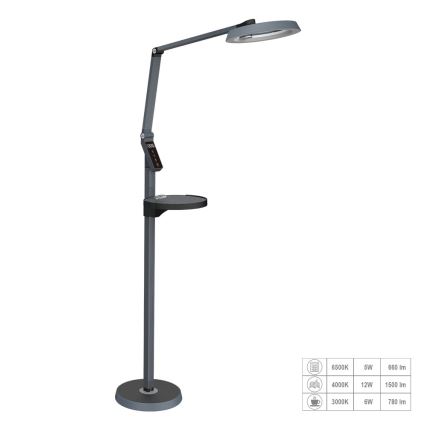 Prezent 31220 - Сенсорний LED торшер з регулюванням яскравості SALSA LED/15W/230V USB