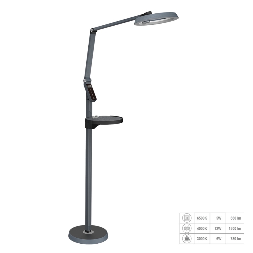 Prezent 31220 - Сенсорний LED торшер з регулюванням яскравості SALSA LED/15W/230V USB