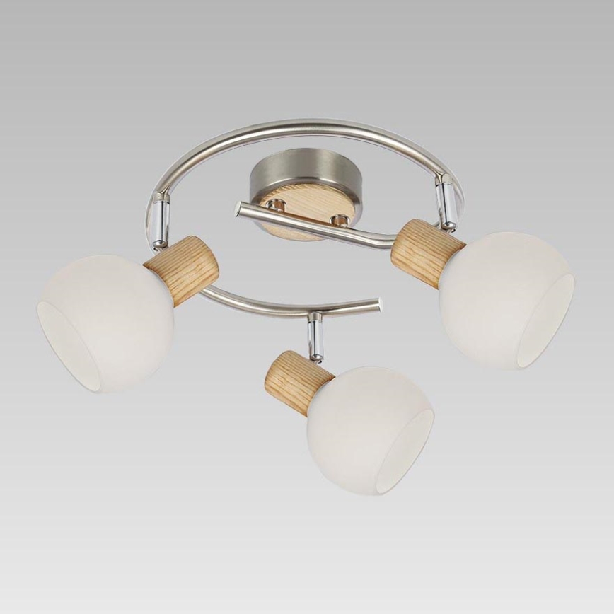 Prezent 75567 - Стельовий точковий світильник TONG 3xE14/25W/230V ясеневий