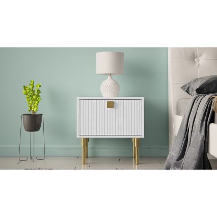 Приліжкова тумбочка DORSET 50x50 см білий/золотий