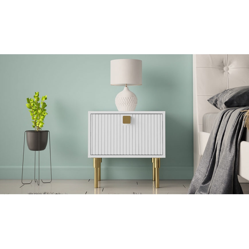 Приліжкова тумбочка DORSET 50x50 см білий/золотий