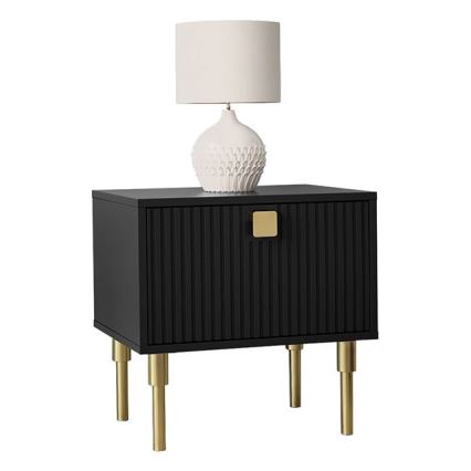 Приліжкова тумбочка DORSET 50x50 см чорний/золотистий