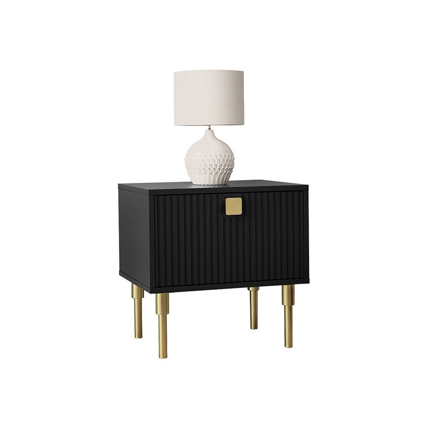 Приліжкова тумбочка DORSET 50x50 см чорний/золотистий