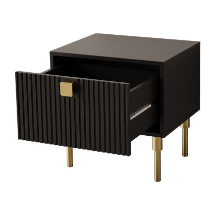 Приліжкова тумбочка DORSET 50x50 см чорний/золотистий