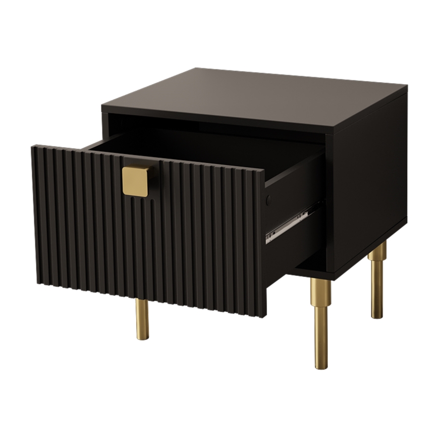 Приліжкова тумбочка DORSET 50x50 см чорний/золотистий