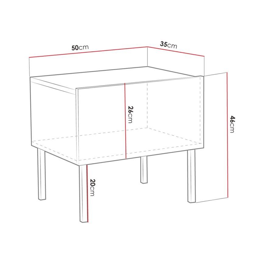Приліжкова тумбочка EXITO 46x50 см білий/золотий