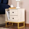 Приліжкова тумбочка GLIMMER 50x45,2 см бежевий/золотий