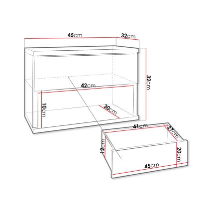 Приліжкова тумбочка NECE 32x45 см чорний