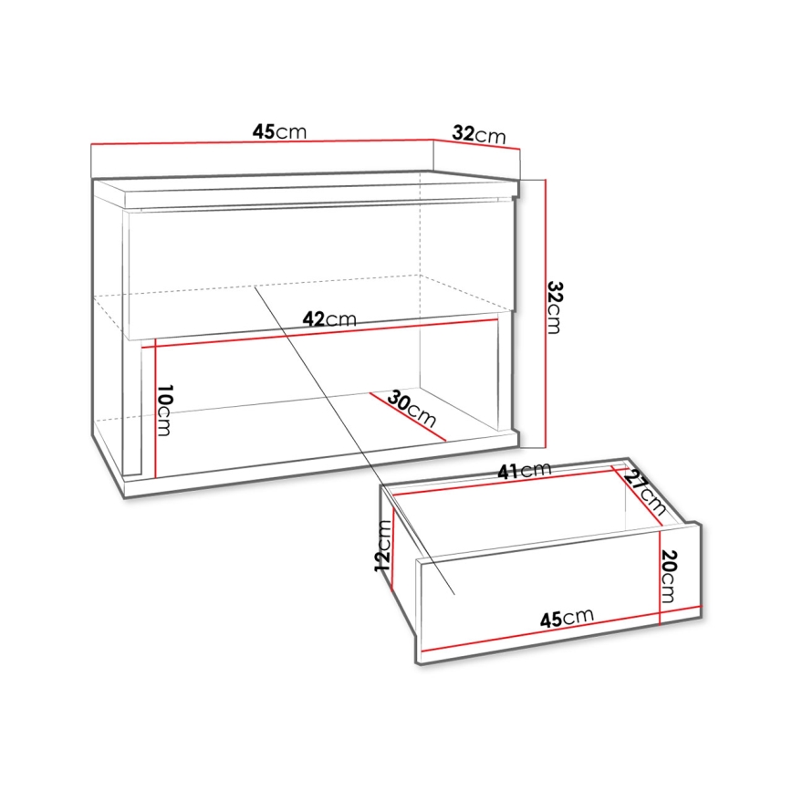 Приліжкова тумбочка NECE 32x45 см чорний