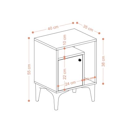 Приліжкова тумбочка NUNO 55x40 см сапфіровий дуб