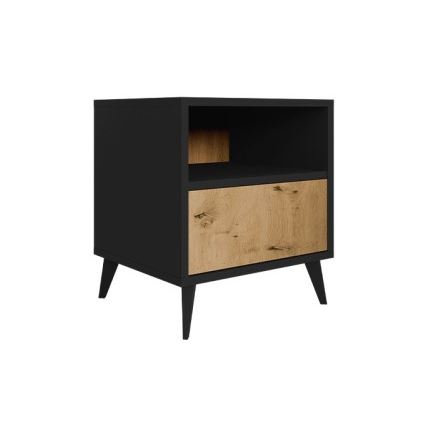 Приліжкова тумбочка OVESSI 52x47 см чорний/дуб артісан