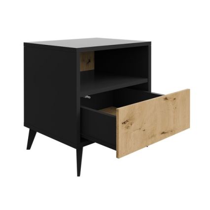 Приліжкова тумбочка OVESSI 52x47 см чорний/дуб артісан