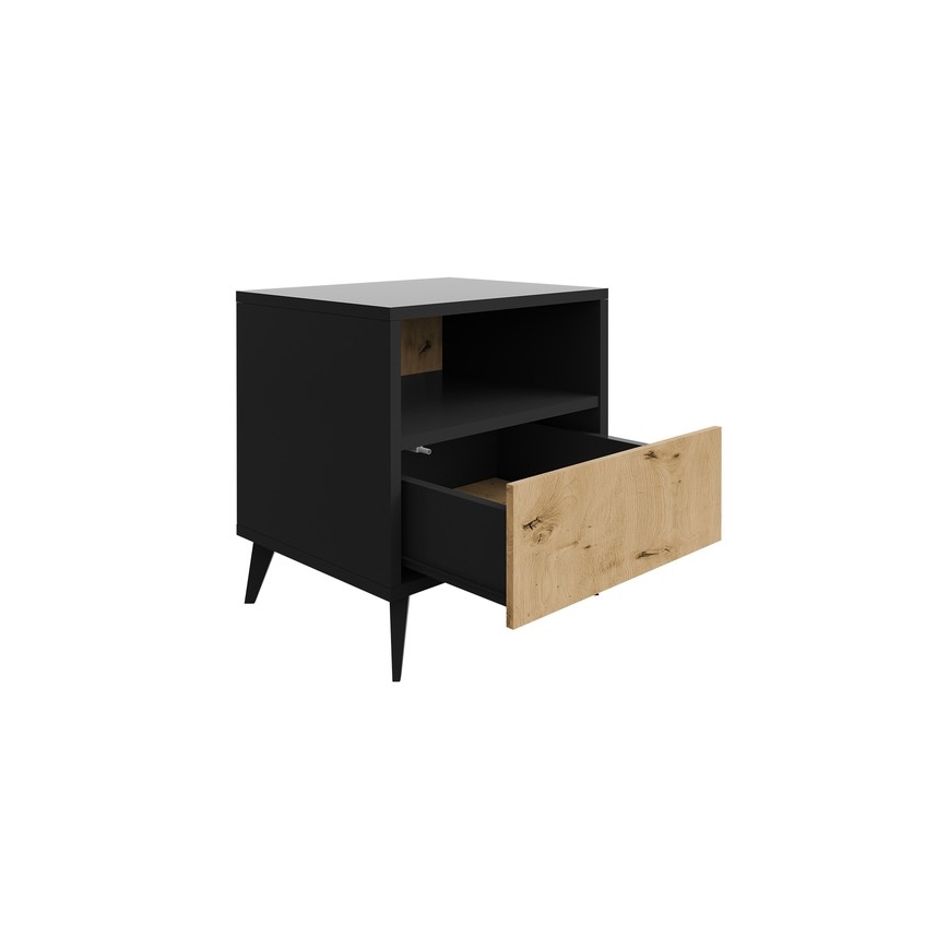Приліжкова тумбочка OVESSI 52x47 см чорний/дуб артісан